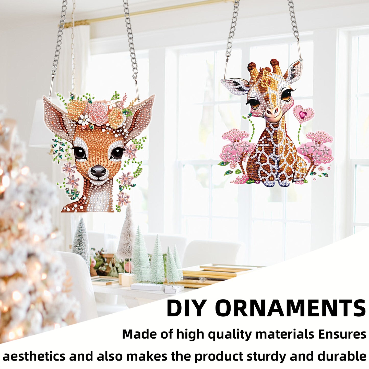 2pcs Giraffe 2D Flat DIY Diamond Painting Set Diamond Art Pendant Wall Decor