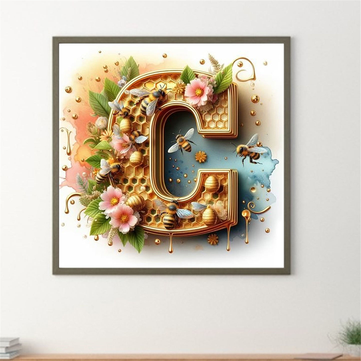 The Letter C With A Bee - Full Round Drill Diamond Painting 30*30CM