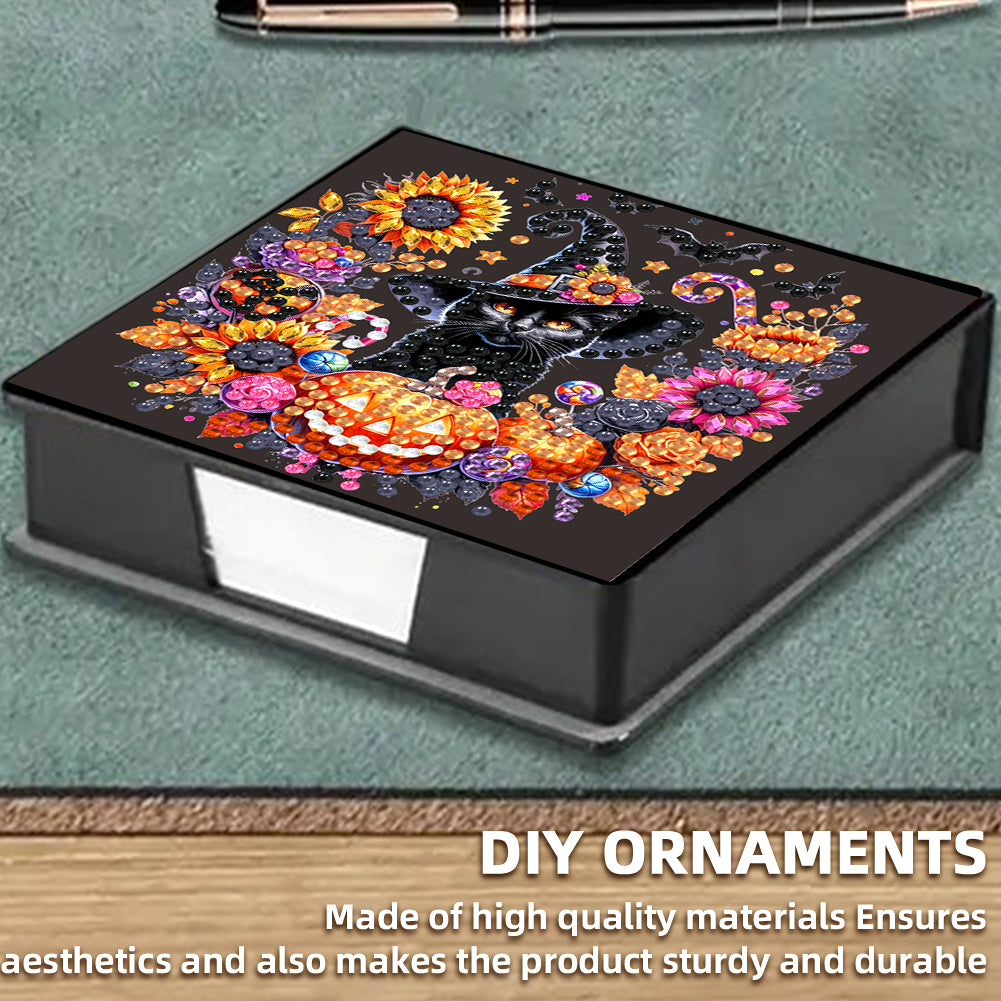 5D DIY PU Diamond Art Note Box with 160 Sheets Paper Mosaic Kit (Halloween)