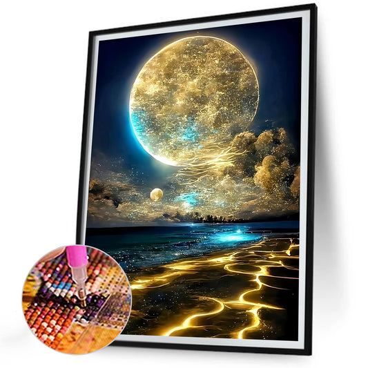 Moonlit Lake - Full Round Drill Diamond Painting 30*40CM