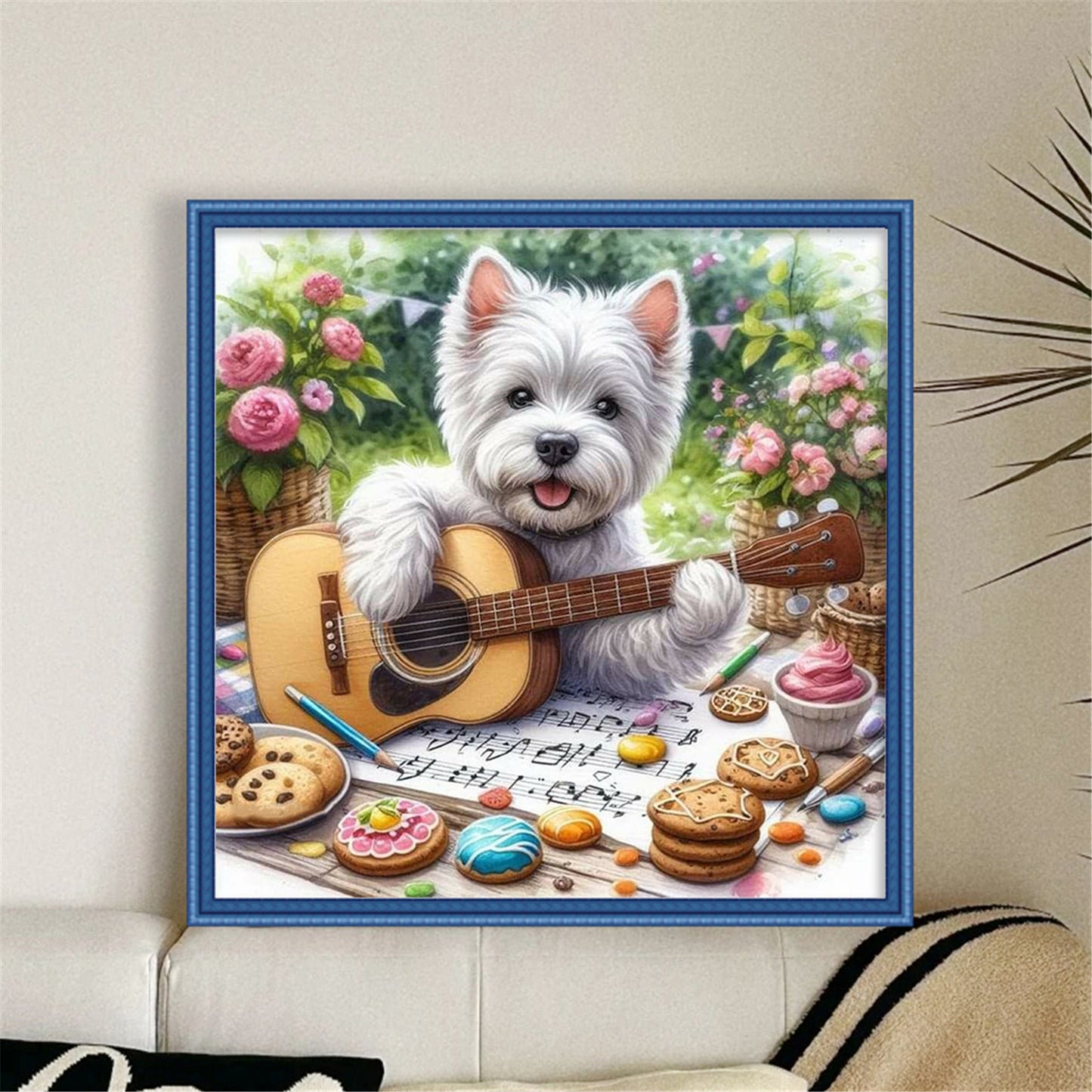 Guitar Schnauzer - 11CT Stamped Cross Stitch 40*40CM