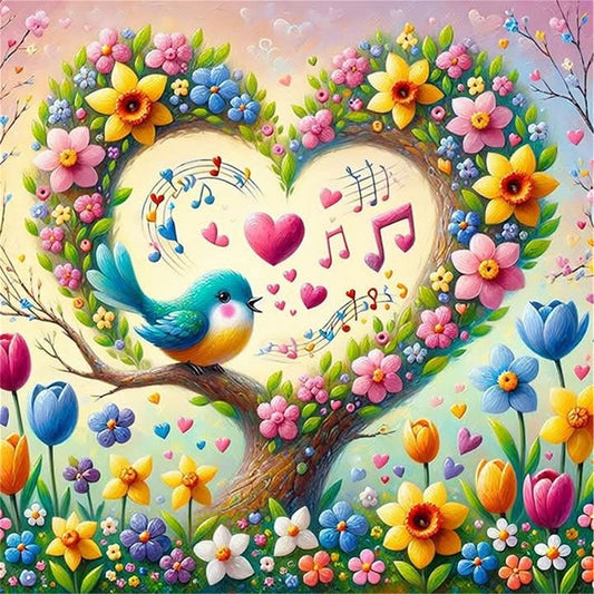 Heart-Shaped Flowers - 11CT Stamped Cross Stitch 40*40CM