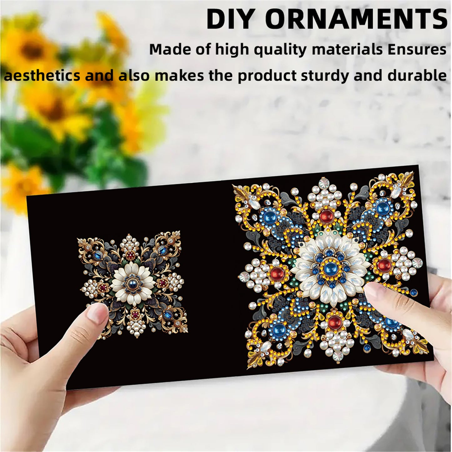 6pcs DIY Flower Pattern Diamond Art Greeting Cards for Festivals and Celebration