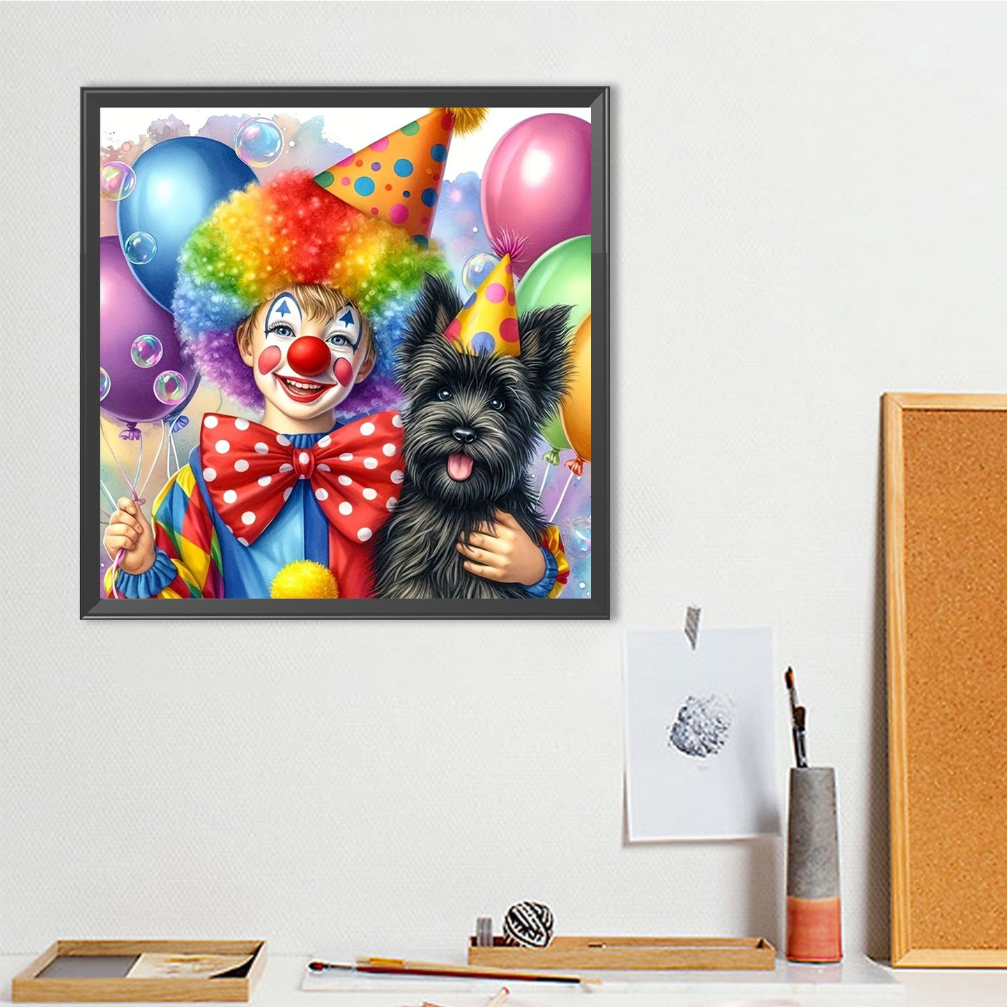 Clown And Dog - Full Round Drill Diamond Painting 40*40CM