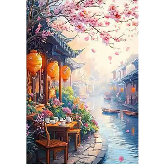 Jiangnan Ancient Town - Spring - 11CT Stamped Cross Stitch 50*70CM£¨Mona Lisa Brand£©