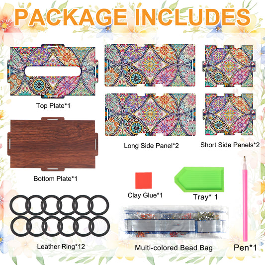 Wooden Diamond Painting Tissue Box for Home and Office Decoration (ZJH039)