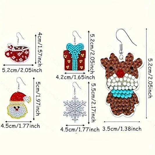 12 Pairs Christmas Diamond Painting Earrings DIY Diamond Art Earrings for Adults