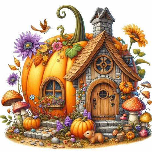 Pumpkin Cottage - 11CT Stamped Cross Stitch 40*40CM