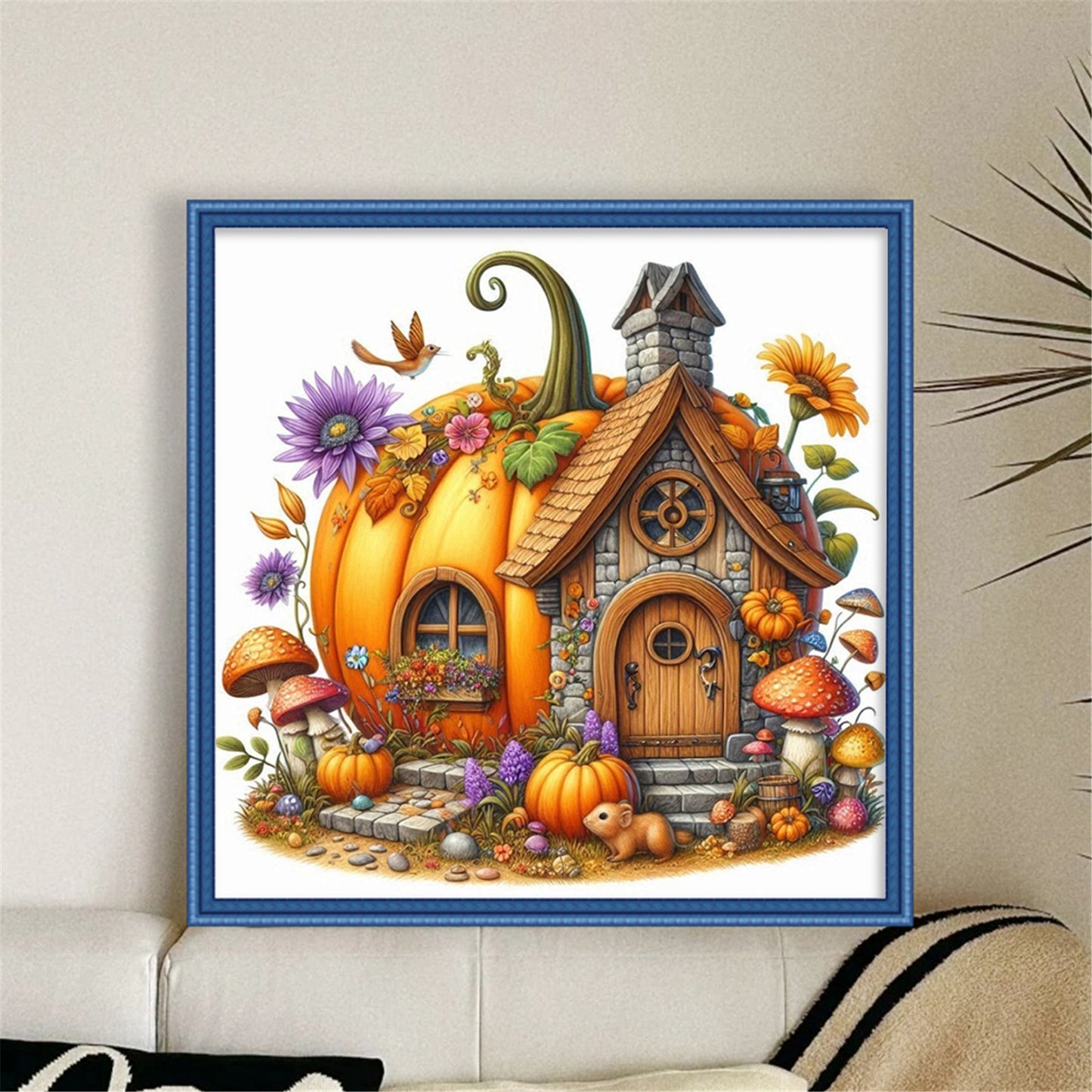Pumpkin Cottage - 11CT Stamped Cross Stitch 40*40CM