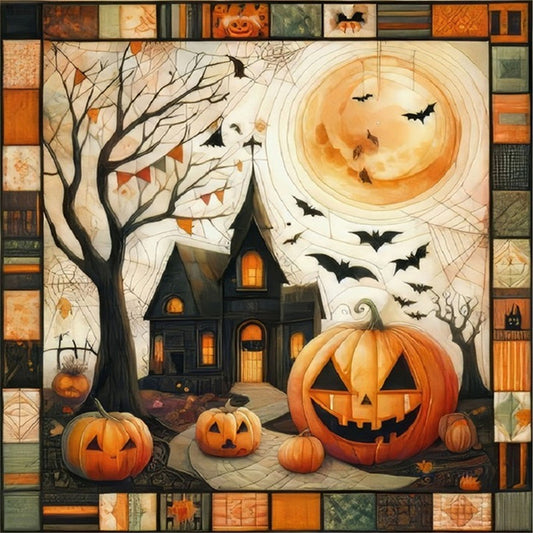 Puzzle Pumpkin Cottage - 11CT Stamped Cross Stitch 45*45CM