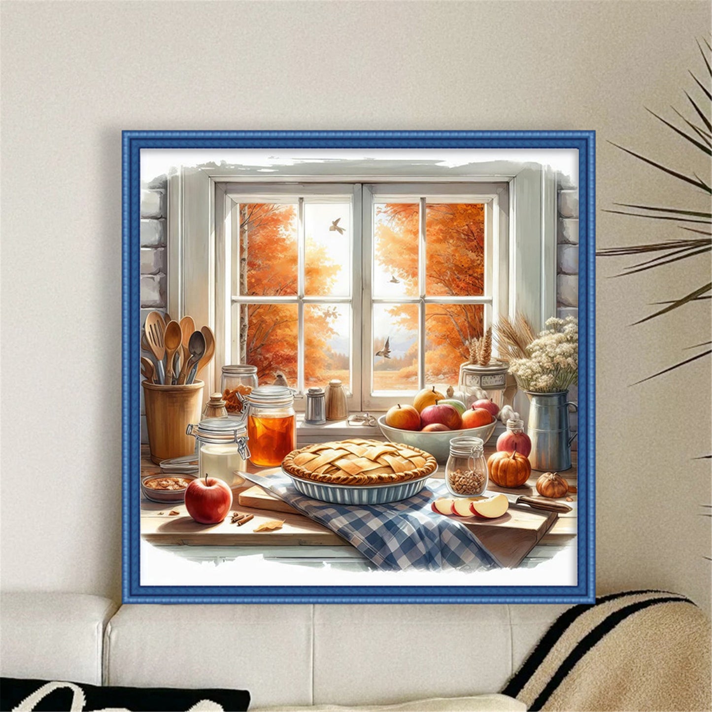 Autumn Window Scene - 11CT Stamped Cross Stitch 45*45CM