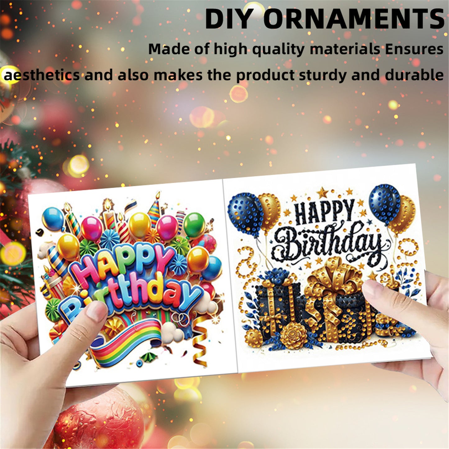 6pcs DIY Birthday Diamond Art Greeting Cards for Birthday Blessings Gifts