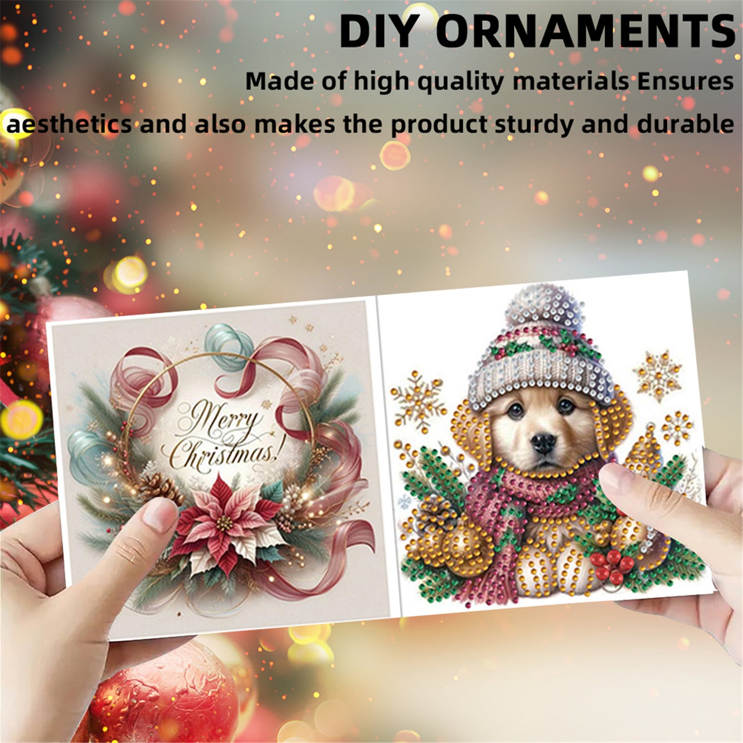 6pcs DIY Dog Diamond Art Greeting Cards for Holiday Blessings Gifts Cards