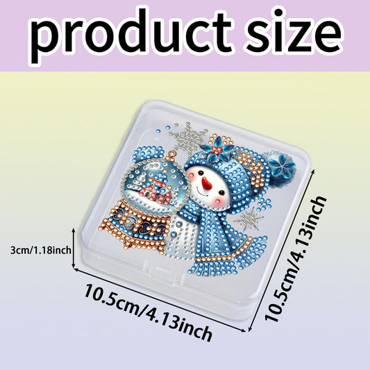 DIY Diamond Painting Storage Box Snowman Clear Plastic Case for Small Items