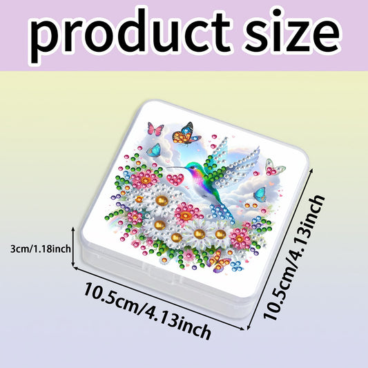 DIY Diamond Painting Storage Box Flower Bird Clear Plastic Case for Small Items