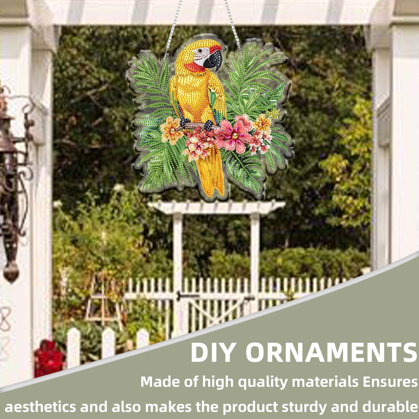 2D Flat DIY Hanging Diamond Art Kits DIY Home Decor Hanging Charm (Parrot)