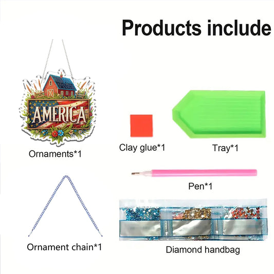 2D Flat DIY Hanging Diamond Art Kits DIY Home Decor Hanging Charm (Home)