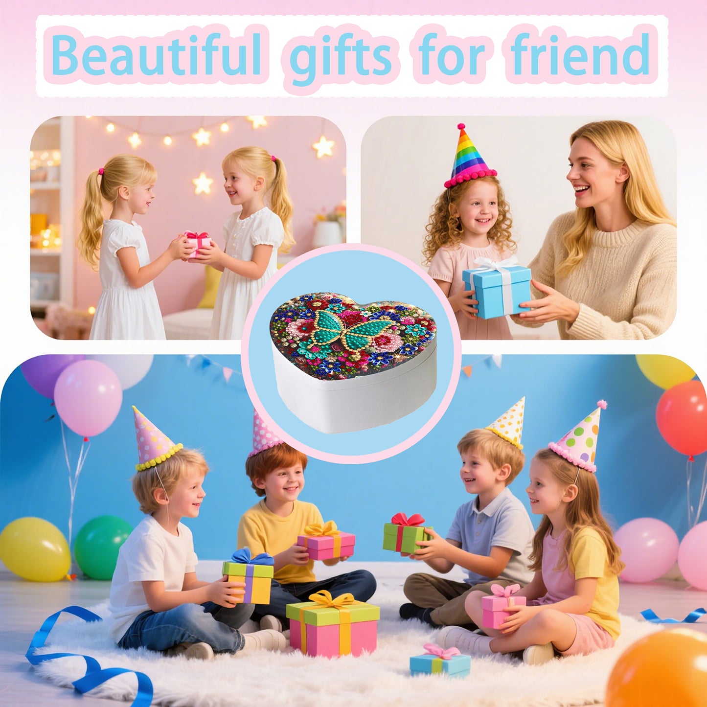 Butterfly DIY Diamond Painting Heart-Shaped Jewelry Box Decorative Storage Case