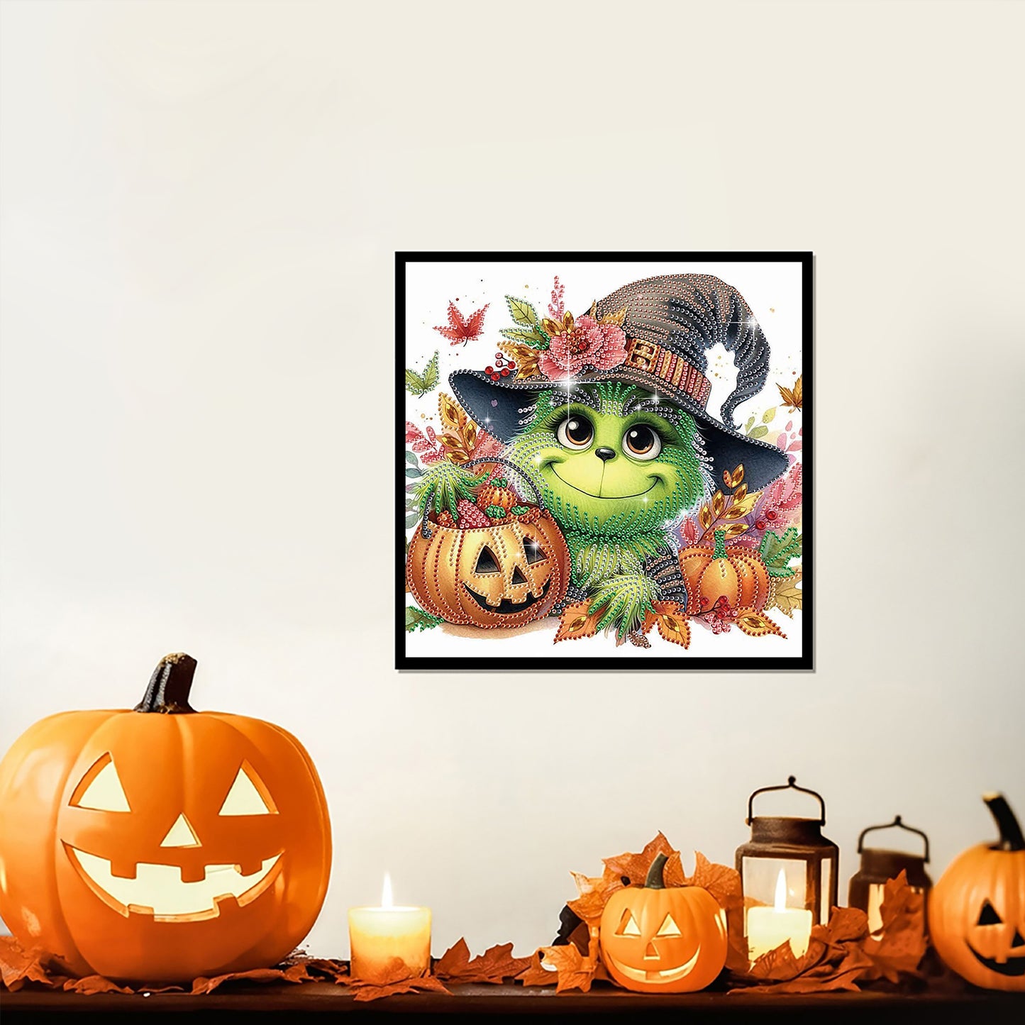 Green Furry Halloween Monster - Special Shaped Drill Diamond Painting 30*30CM