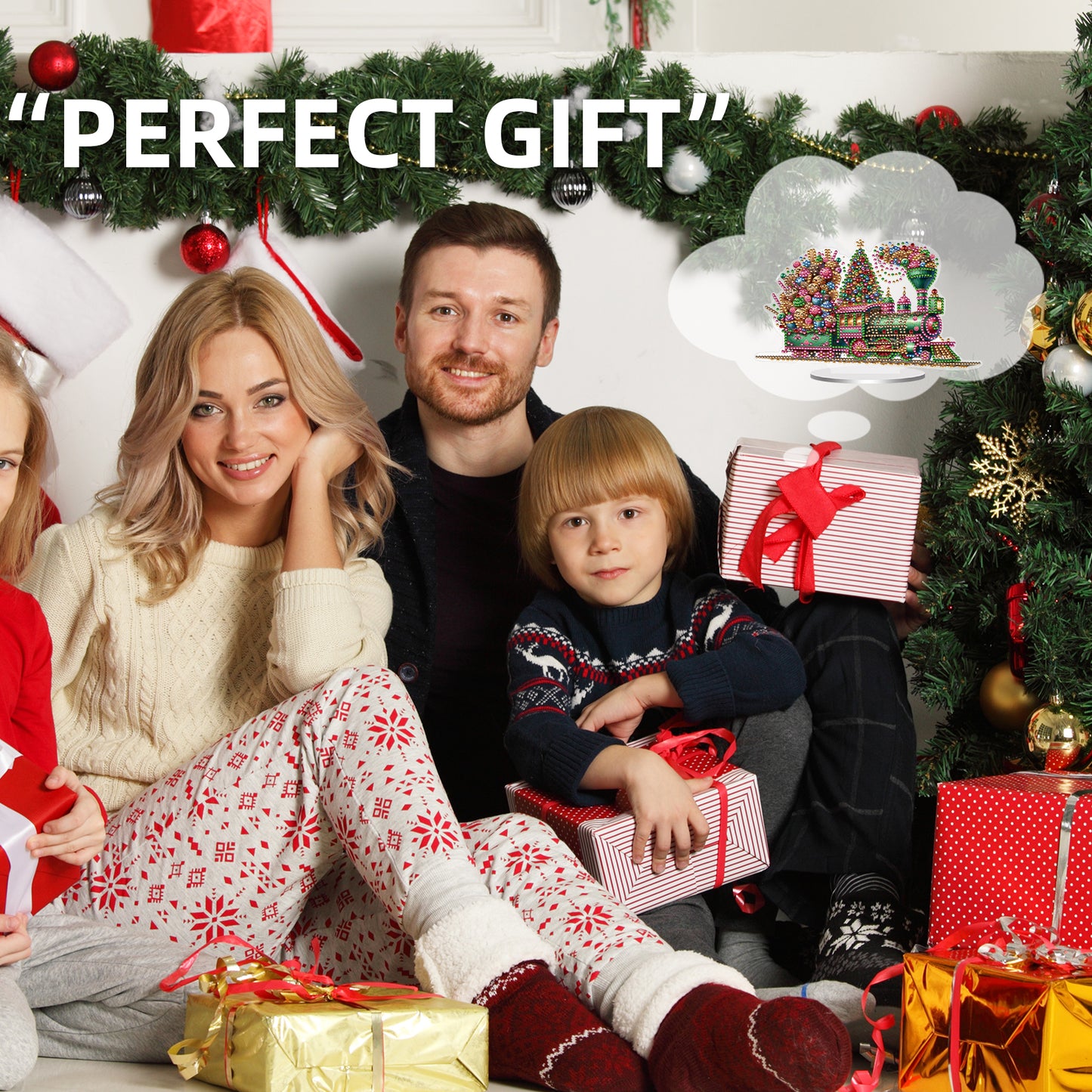 2D Flat Christmas Train Print DIY 5D DIY Diamond Art Ornaments for Home Decor