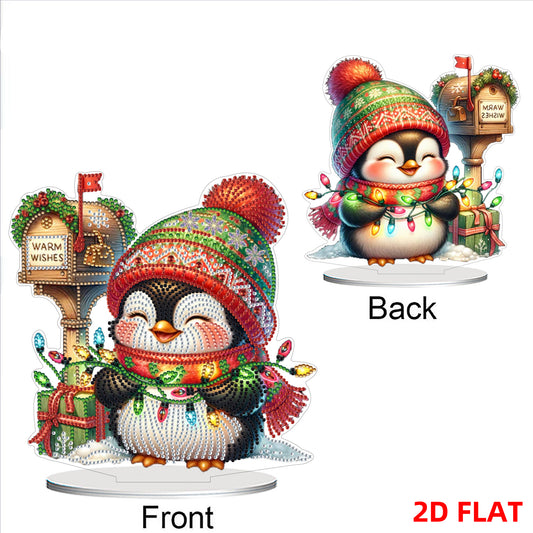 2D Flat Christmas Penguin Print DIY 5D DIY Diamond Art Ornaments for Home Decor