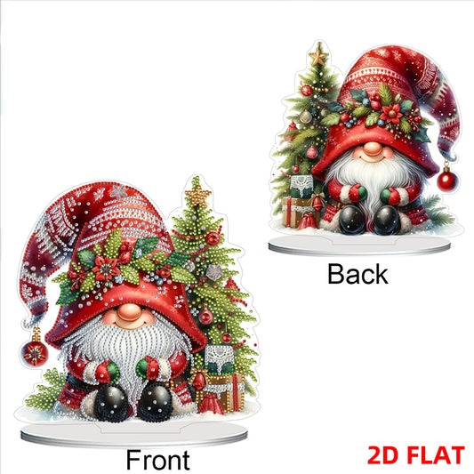 2D Flat Christmas Gnome Print DIY 5D DIY Diamond Art Ornaments for Home Decor