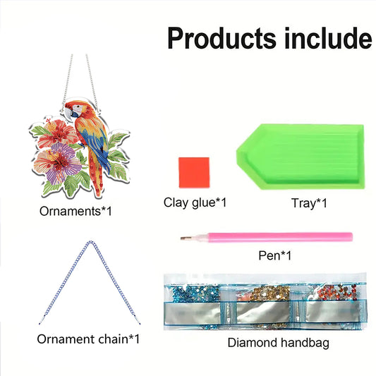 Parrot 2D/Flat DIY Acrylic Special Shape Hanging Diamond Art Kits Wall Decor