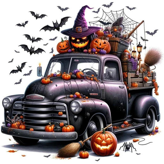 Dark Halloween Trucks - Full Square Drill Diamond Painting 40*40CM
