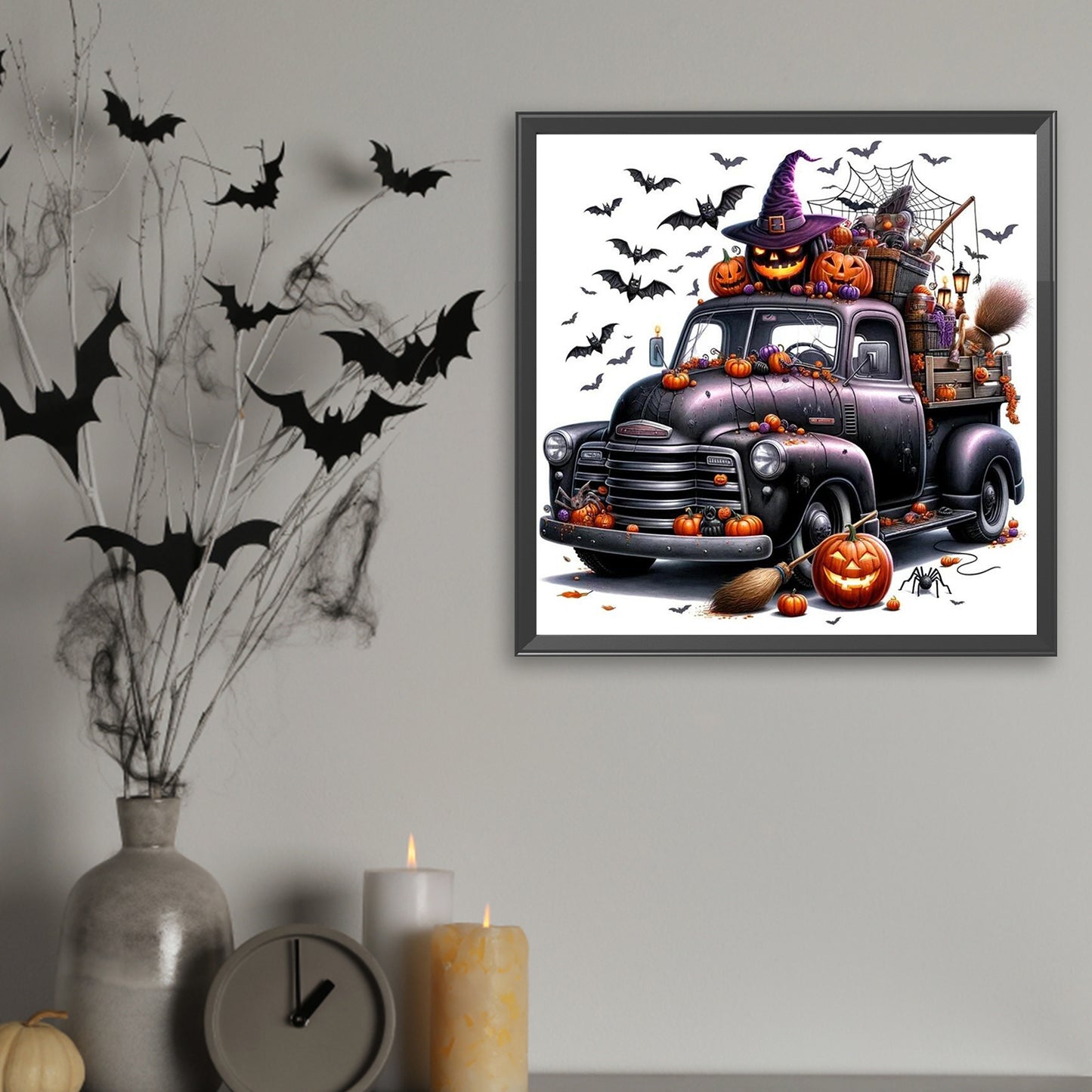 Dark Halloween Trucks - Full Square Drill Diamond Painting 40*40CM