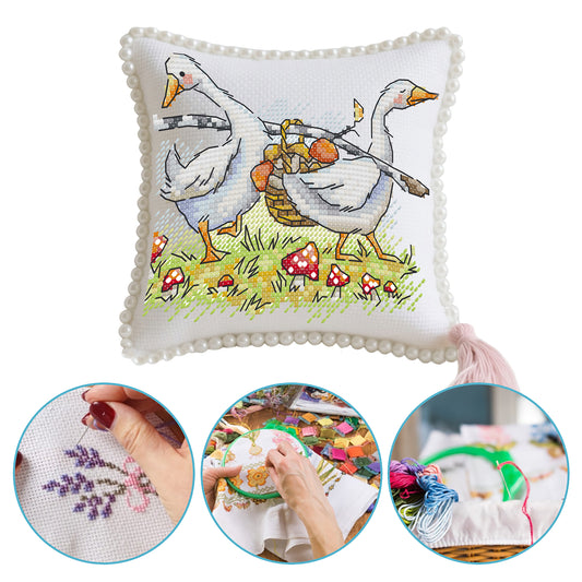 14CT Needle Insert Bag 2 Strands Printed Knitting Threads Pin Pouch with Tassel