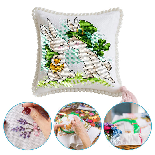 14CT Needle Insert Bag 2 Strands Printed Knitting Threads Pin Pouch with Tassel