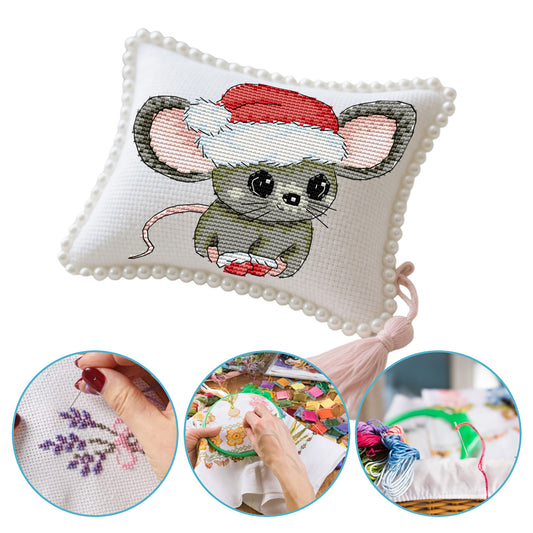 14CT Needle Insert Bag 2 Strands Printed Knitting Threads Pin Pouch with Tassel