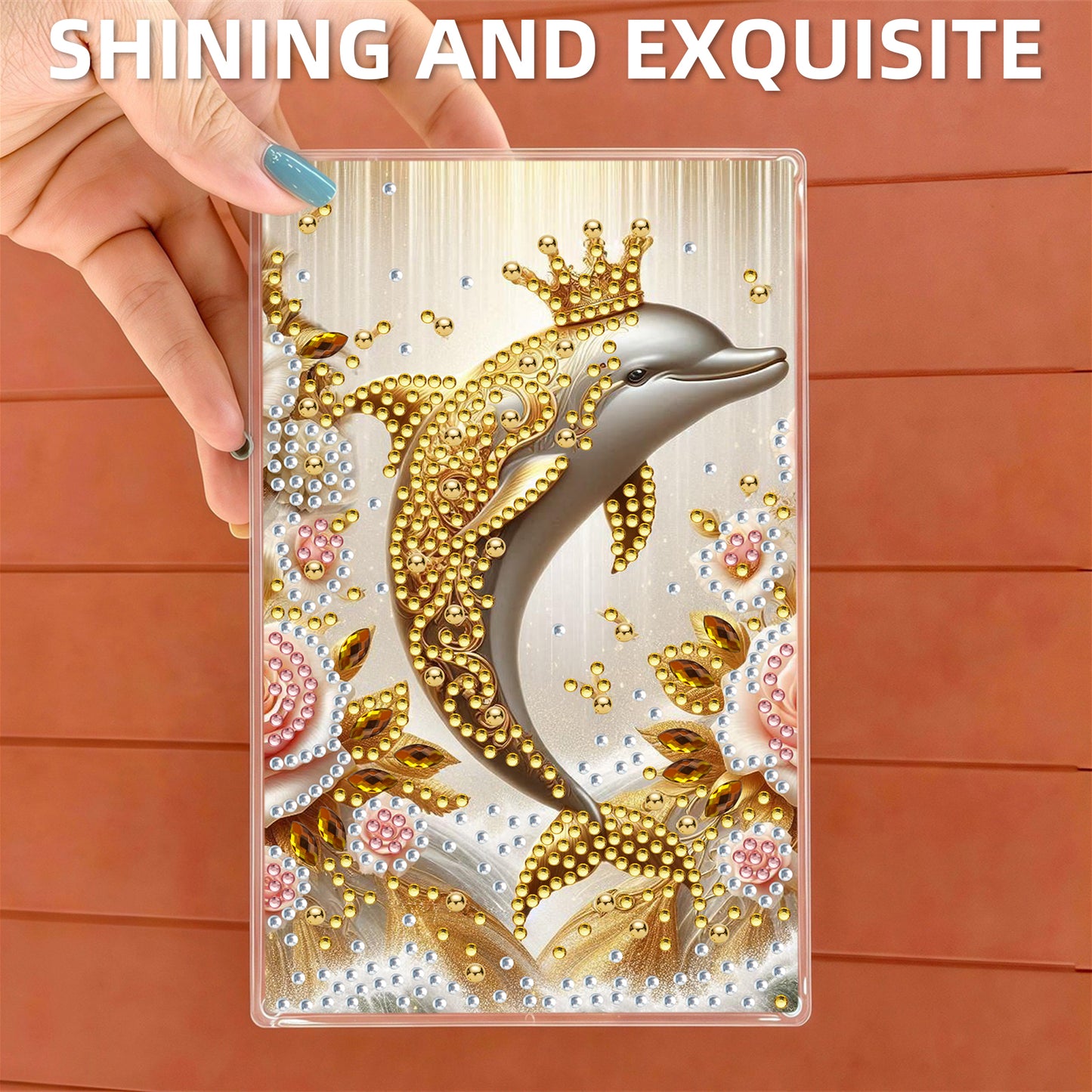 2pcs DIY 5D Diamond Painting Acrylic Jewelry Box Kit Gift for Adults (Whale)