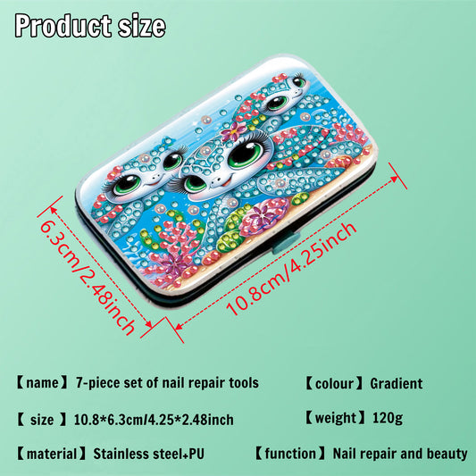 Sea Turtle Diamond Painting Nail Art Bag Set Includes 7 Professional Tools