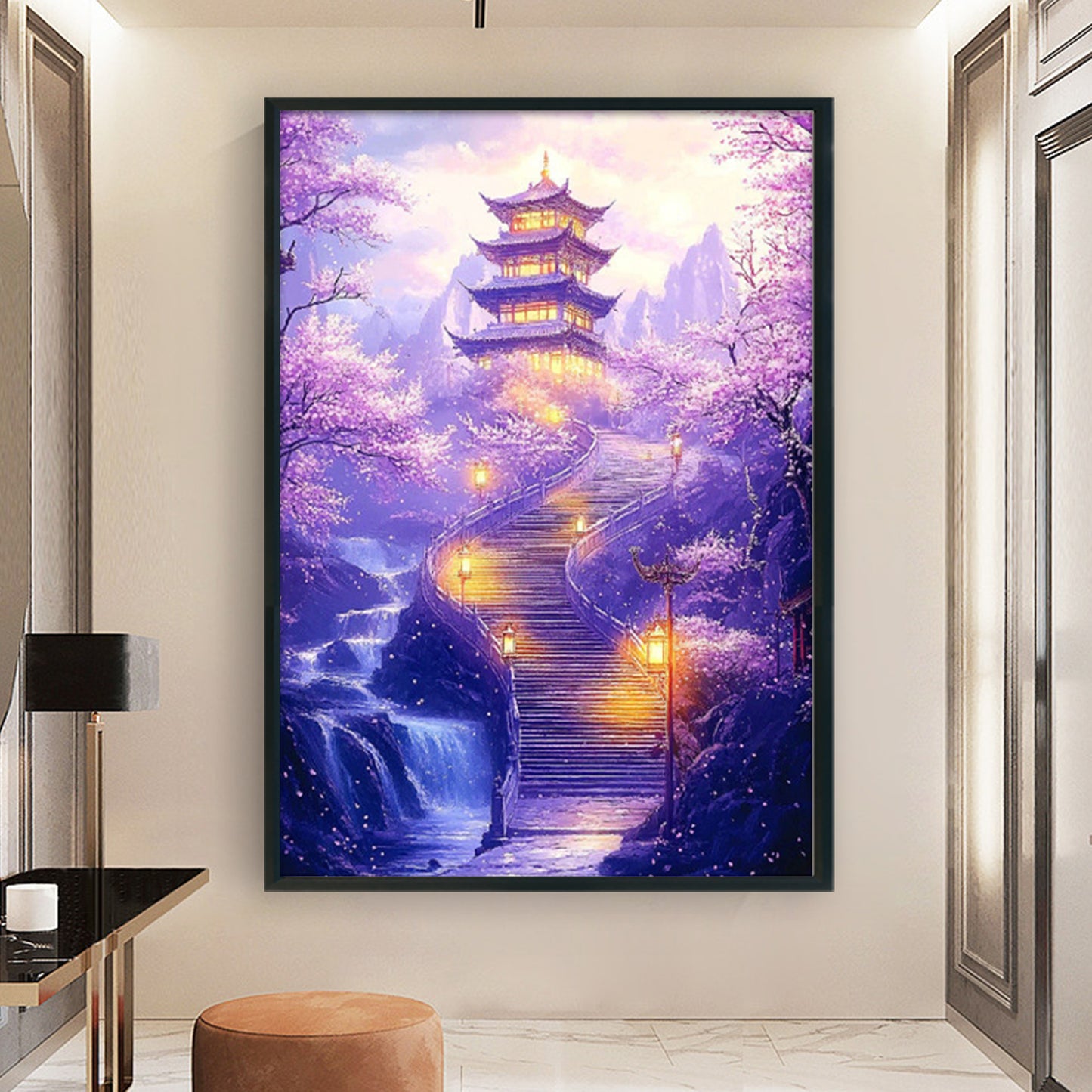 Purple Charm Peach Blossom Paradise - 11CT Stamped Cross Stitch 50*70CM (Mona Lisa Brand)