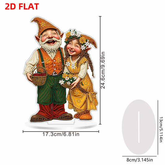 2D Flat Gnome DIY Acrylic Table Top Diamond Painting Ornament Kits for Adults
