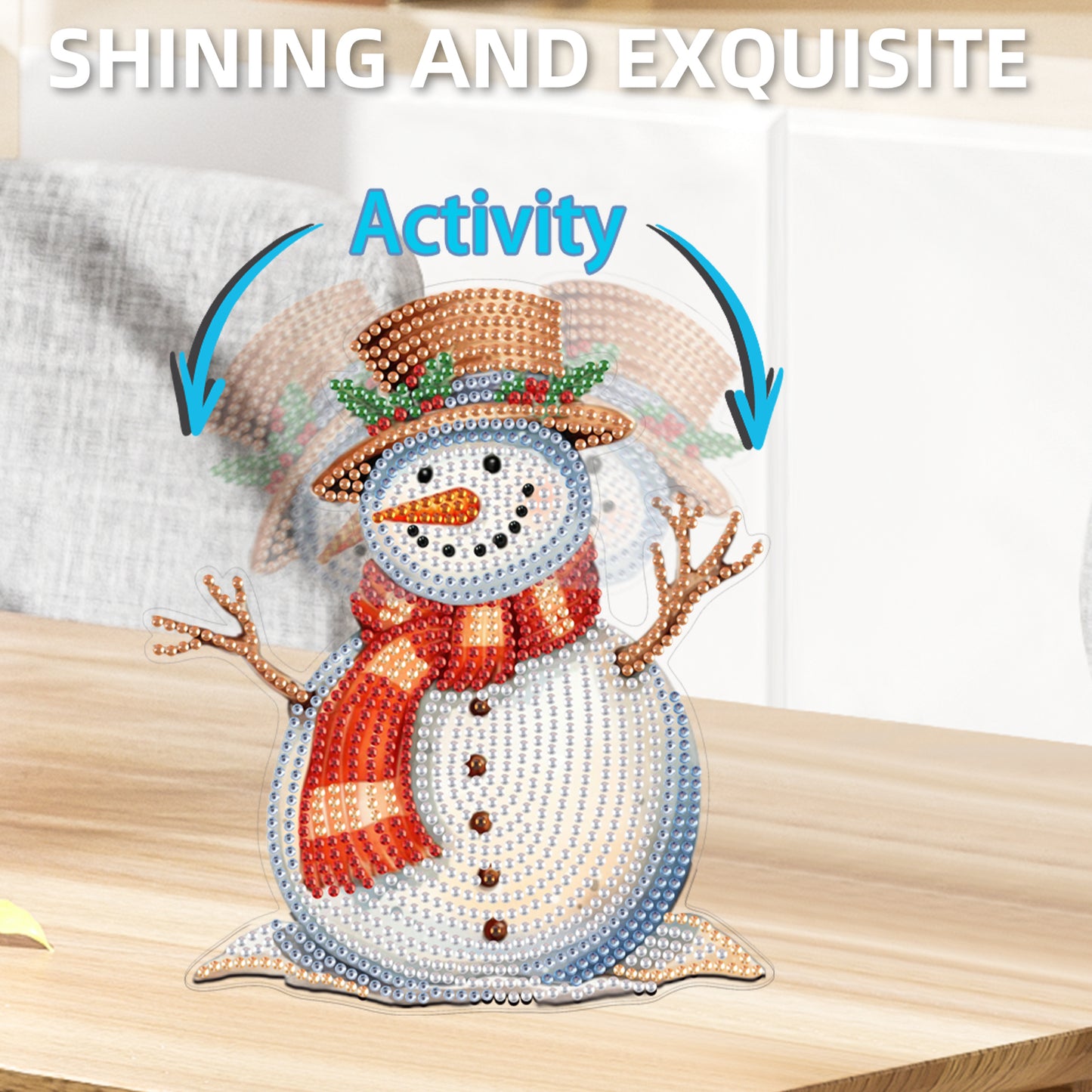 Snowman DIY Acrylic Shaking Head 5D DIY Diamond Art Tabletop Ornament Home Decor
