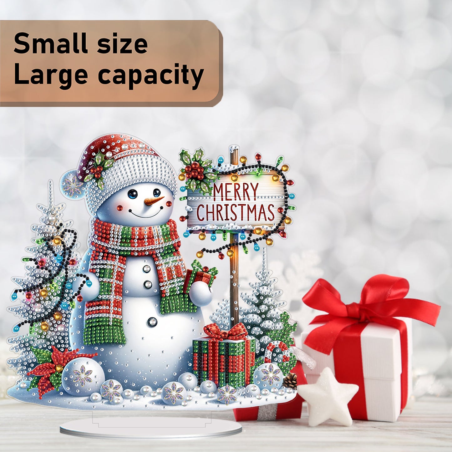 2D Flat Christmas Print DIY Diamond Painting Desktop Ornaments Kit Table Decor