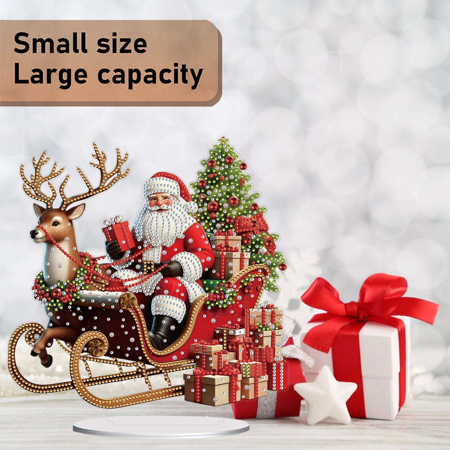 2D Flat Christmas Print DIY Diamond Painting Desktop Ornaments Kit Table Decor