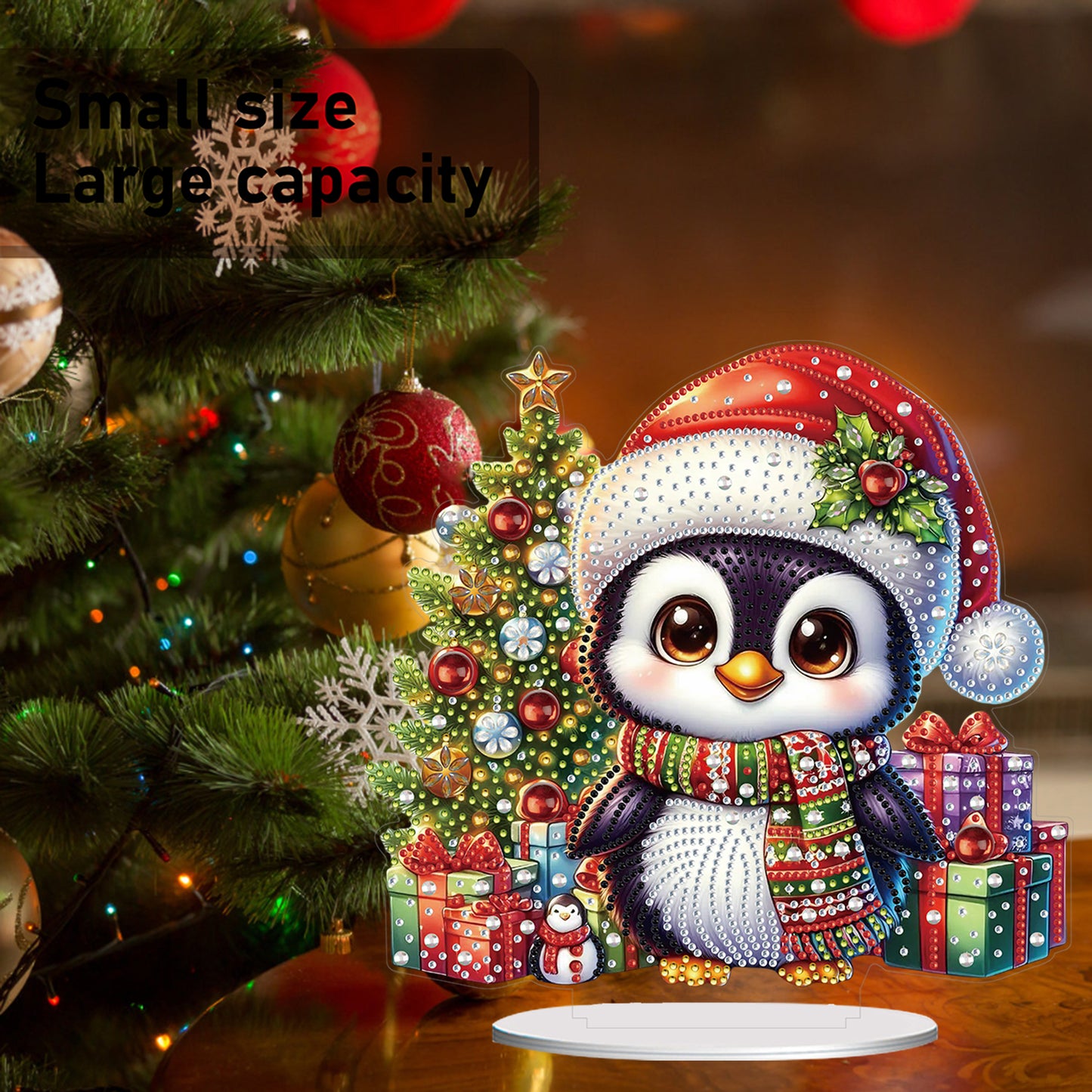 2D Flat Christmas Print DIY Diamond Painting Desktop Ornaments Kit Table Decor