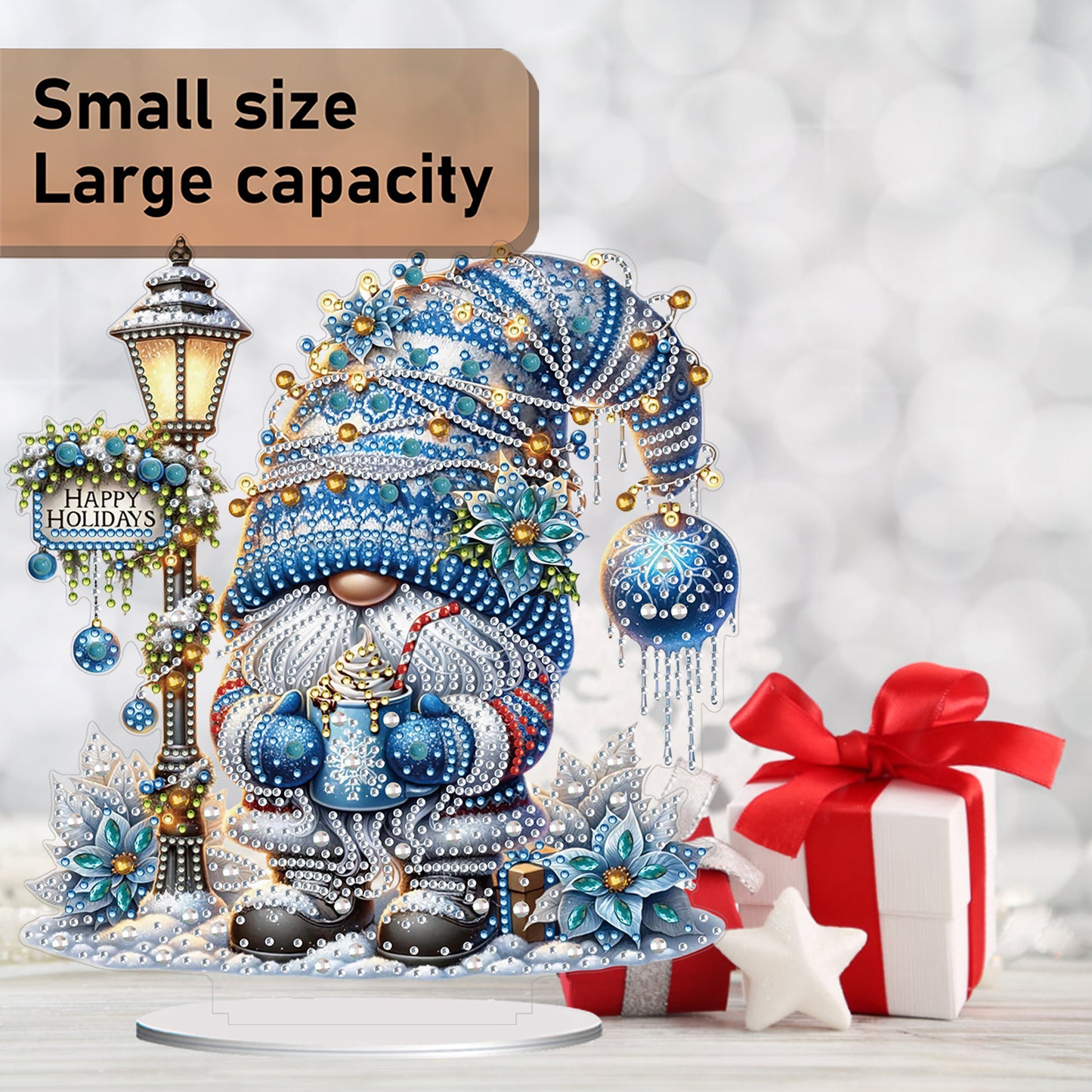 2D Flat Christmas Print DIY Diamond Painting Desktop Ornaments Kit Table Decor