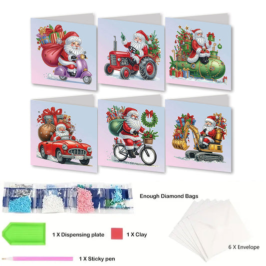 6pcs DIY Diamond Painting Greeting Card Set for Holiday Blessings Christmas Gift