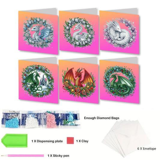 6pcs DIY Diamond Painting Greeting Card Set for Holiday Blessings Christmas Gift