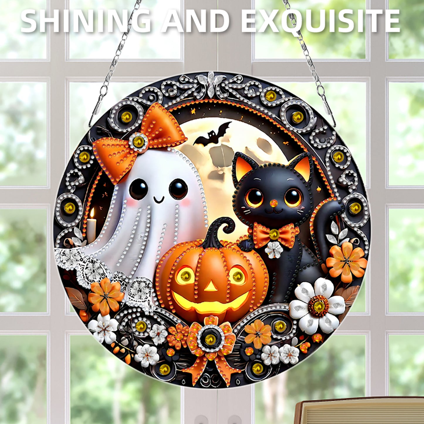 2D Flat DIY Halloween Diamond Art Pendant Double-Sided Diamond Painting Set