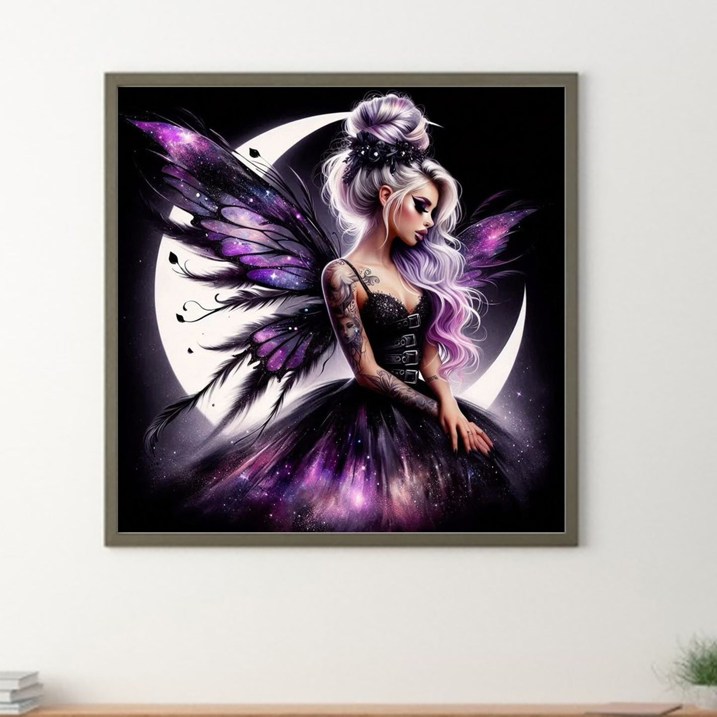 Butterfly Girl And Moon - Full Round Drill Diamond Painting 40*40CM