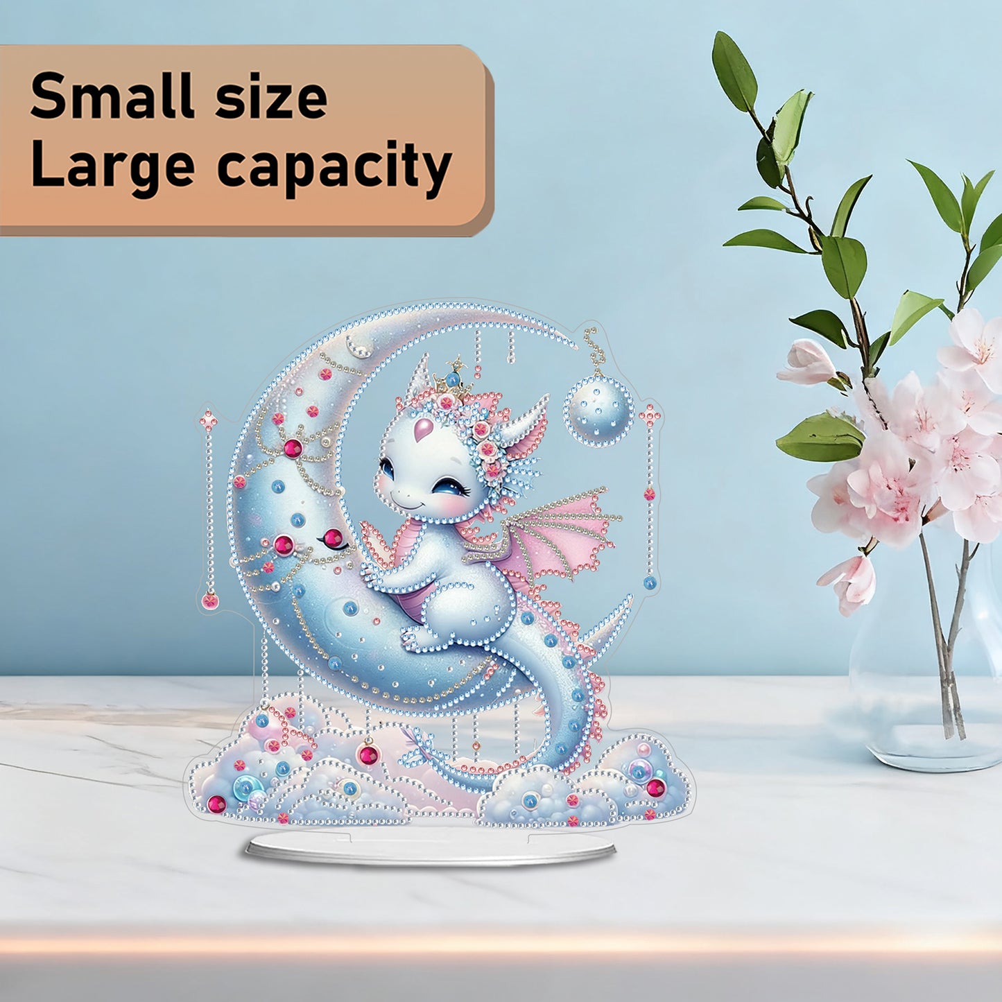 2D Flat DIY 5D DIY Diamond Art Tabletop Ornament Kit for Home Decor (Dinosaur)