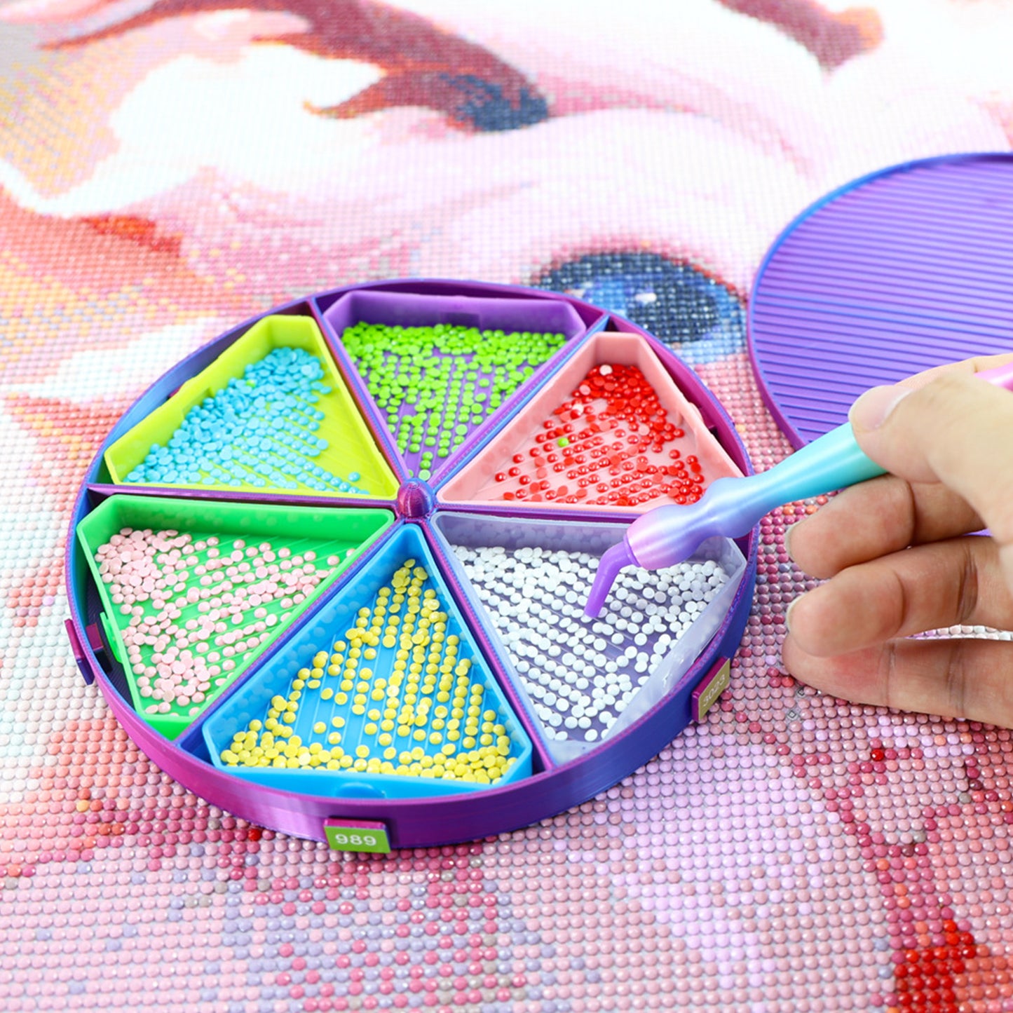 Beads Sorting Storage Tray Fully Enclosed Diamond Painting Tools (Blue Purple)