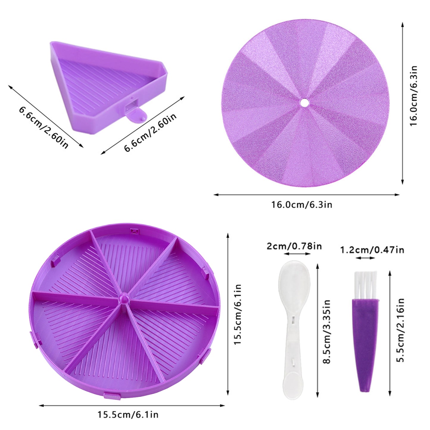 Beads Sorting Storage Tray Round Diamond Painting Tools with Dish (Purple)