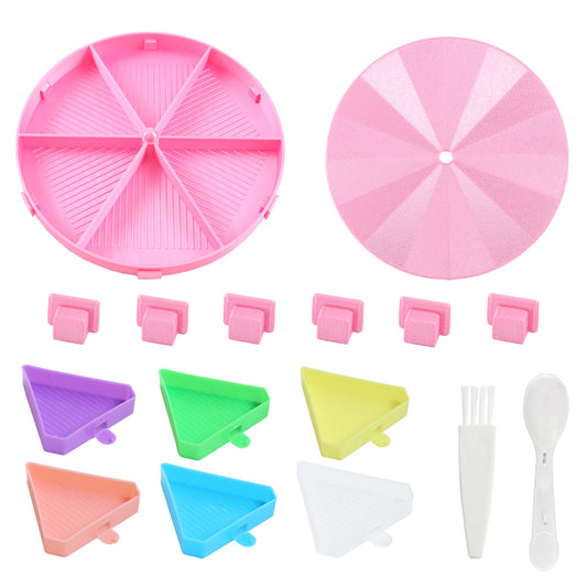 Beads Sorting Storage Tray Fully Enclosed Round Diamond Painting Tools (Pink)