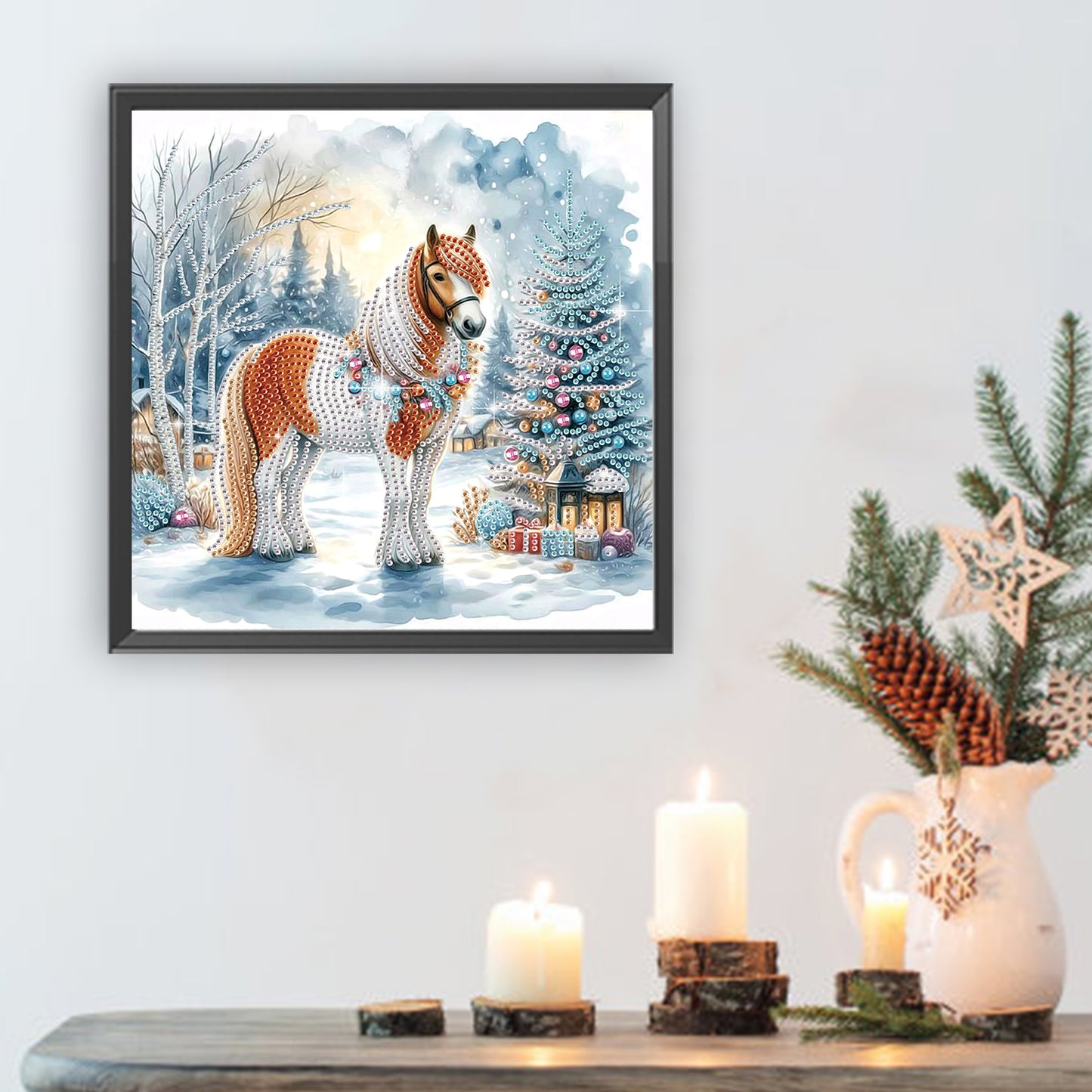 Winter Christmas Horse - Special Shaped Drill Diamond Painting 30*30CM